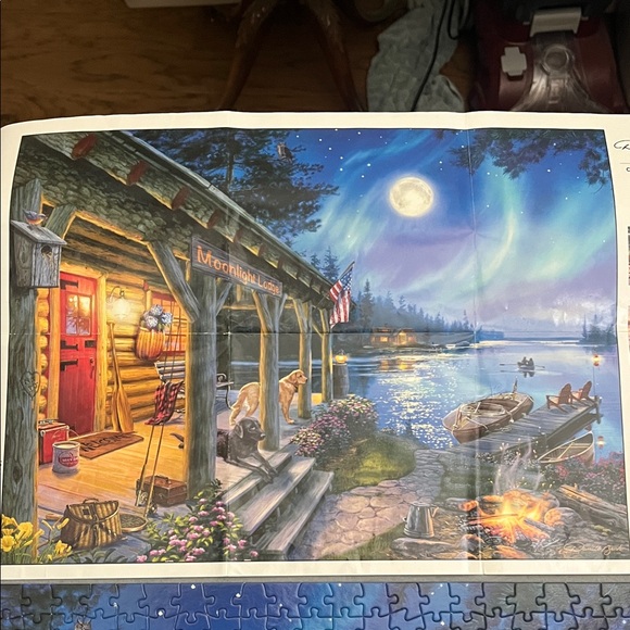 Darrell Bish “Moonlight Lodge” 1000 piece Jigsaw Puzzle by Buffalo Games - Picture 3 of 3